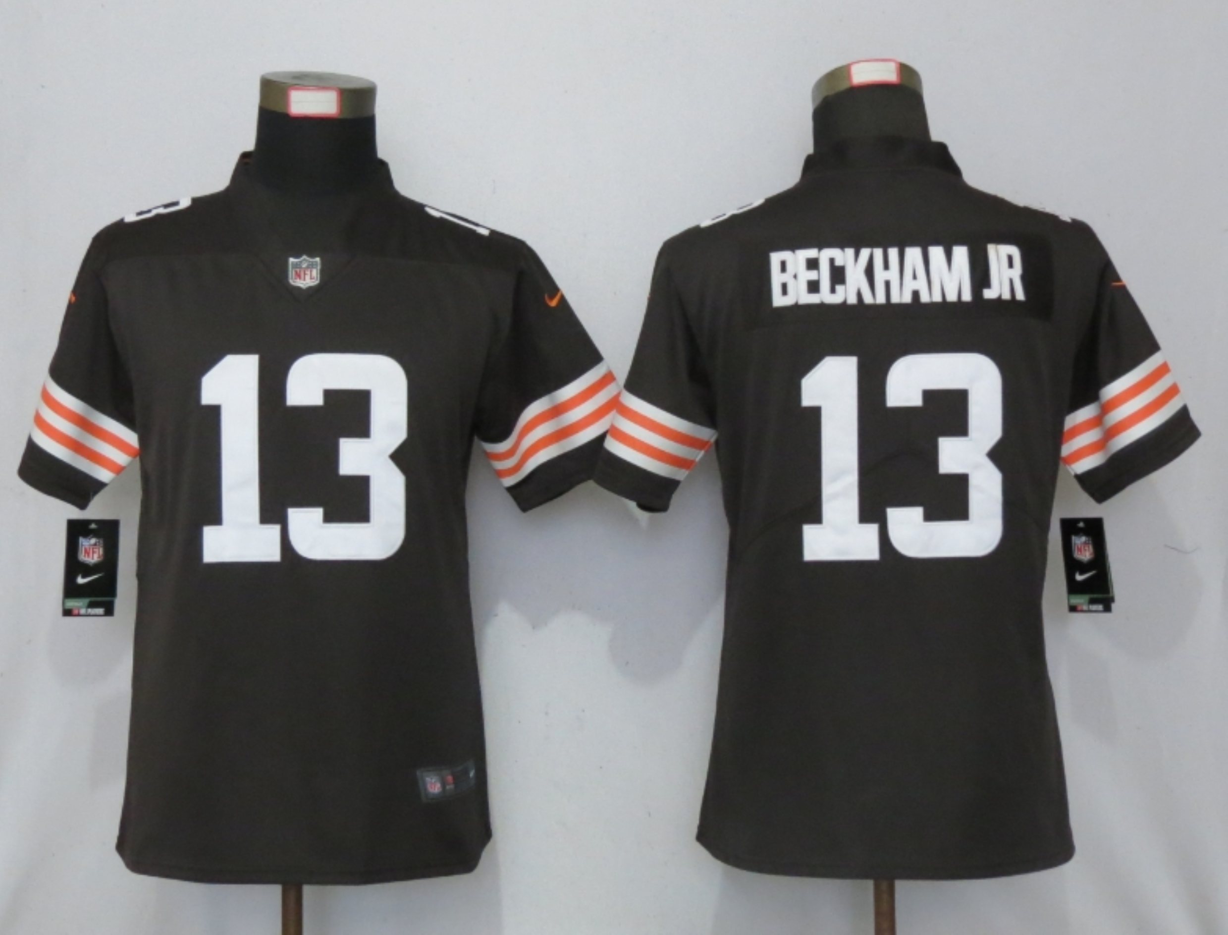Women New Nike Cleveland Browns #13 Beckham jr Brown Vapor Elite Playe->cleveland browns->NFL Jersey